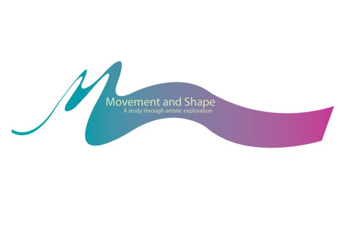 Logo design for a conceptual project 'Movement and Shape' features a flowing M to represent movement. 